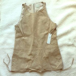 Suede lace detail sleeveless top